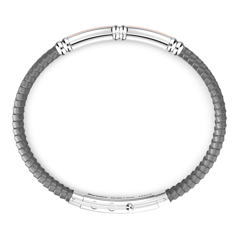 Zancan Bracciale Zancan In Silicone Nero Con Targa In Argento E Dettagli In Oro Rosa