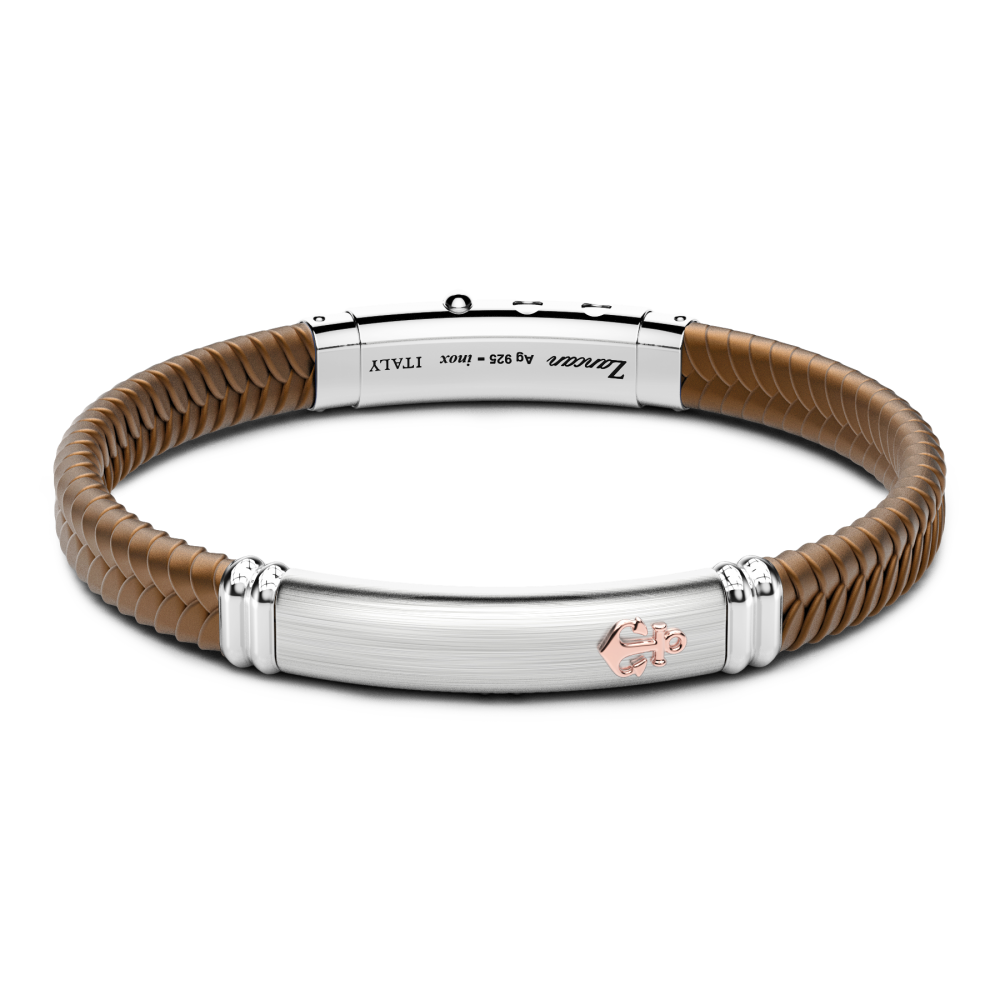 Zancan Bracciale Zancan in silicone nero con targa in argento e dettagli in oro rosa