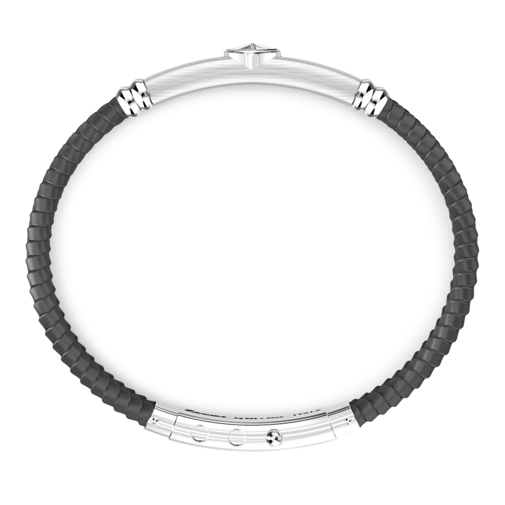 Zancan Bracciale Zancan In Silicone Nero Con Targa In Argento