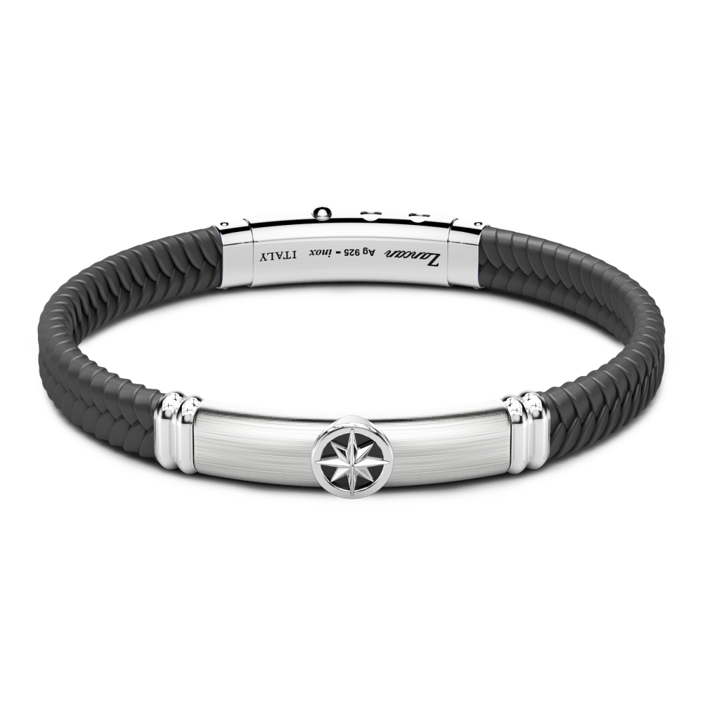 Zancan Bracciale Zancan in silicone nero con targa in argento