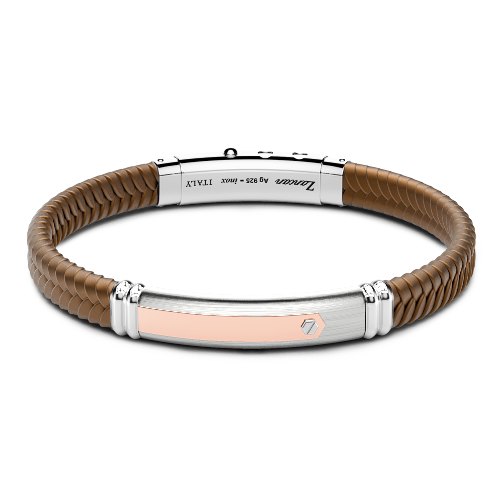 Zancan Bracciale Zancan in silicone nero con targa in argento e dettagli in oro rosa