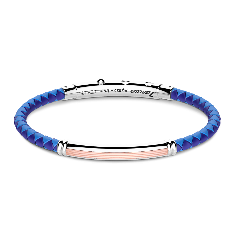 Zancan Bracciale Zancan in silicone nero con targa in argento e dettagli in oro rosa