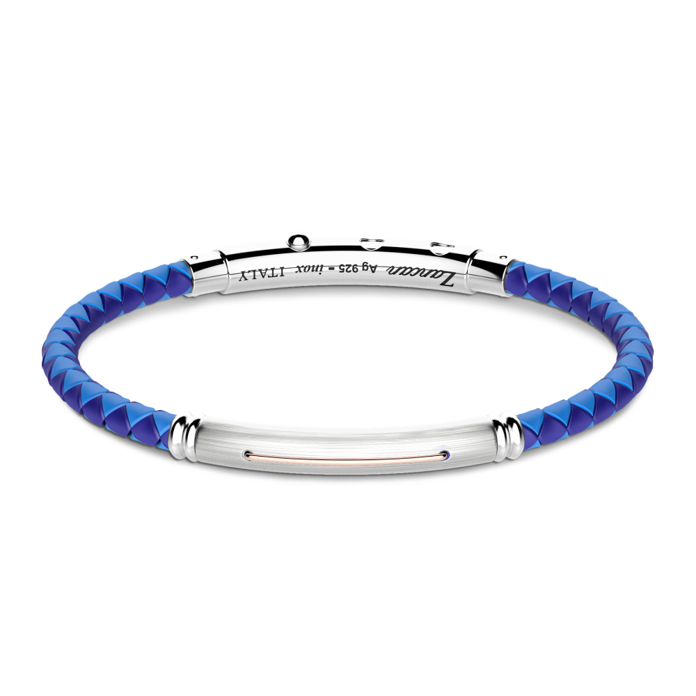 Zancan Bracciale Zancan in silicone nero con targa in argento e dettagli in oro rosa