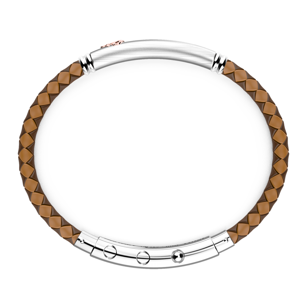 Zancan Bracciale Zancan In Silicone Nero Con Targa In Argento E Dettagli In Oro Rosa