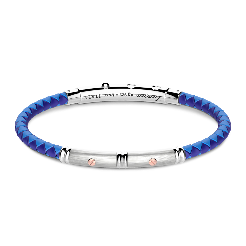 Zancan Bracciale Zancan in silicone nero con targa in argento e dettagli in oro rosa