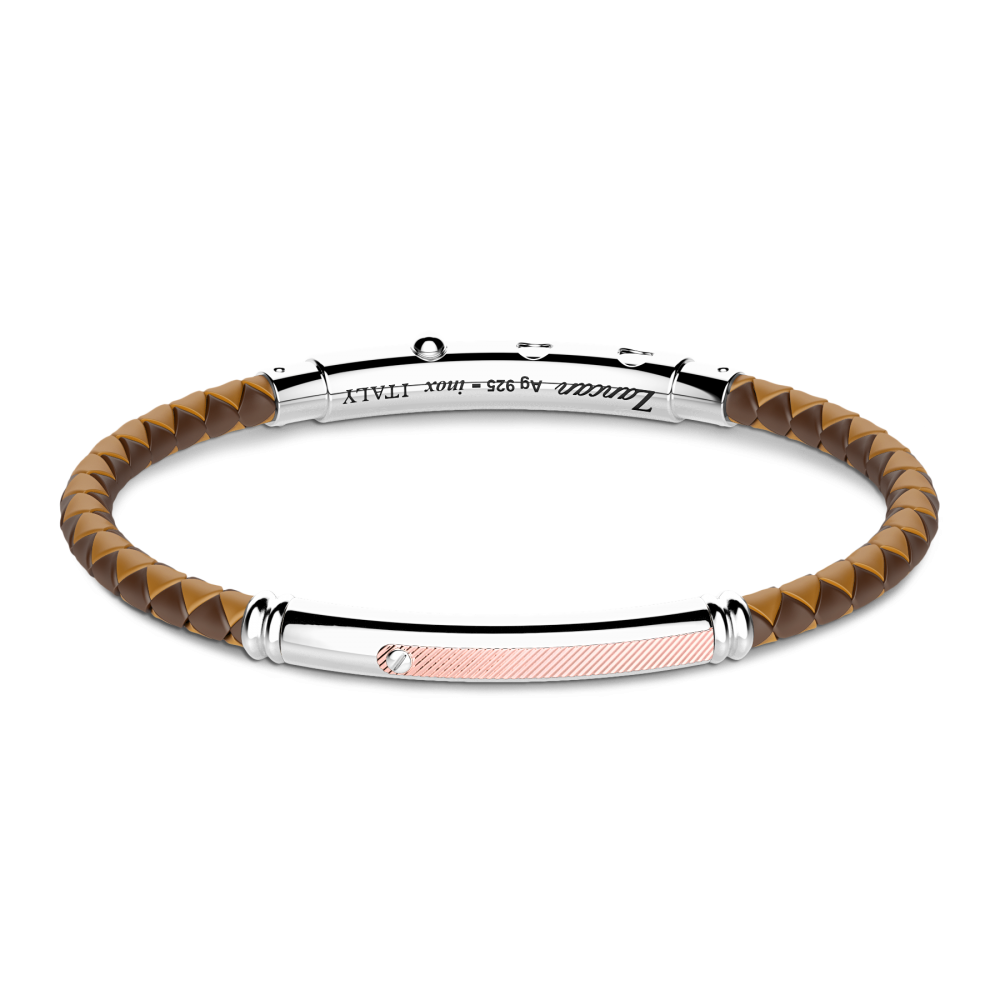 Zancan Bracciale Zancan in silicone nero con targa in argento e dettagli in oro rosa