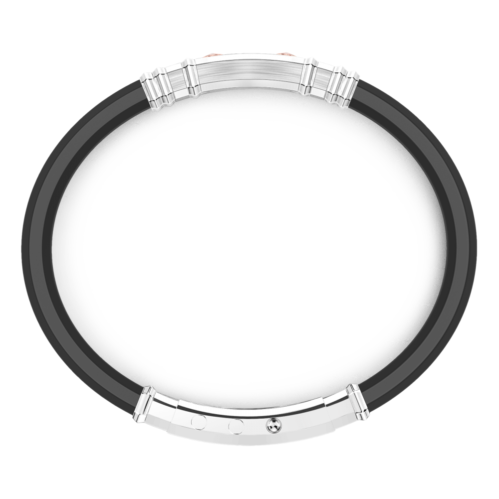 Zancan Bracciale Zancan In Silicone Nero Con Targa In Argento E Dettagli In Oro Rosa