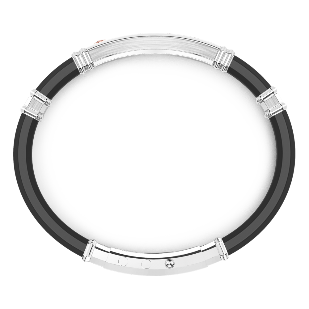 Zancan Bracciale Zancan In Silicone Nero Con Targa In Argento E Dettagli In Oro Rosa