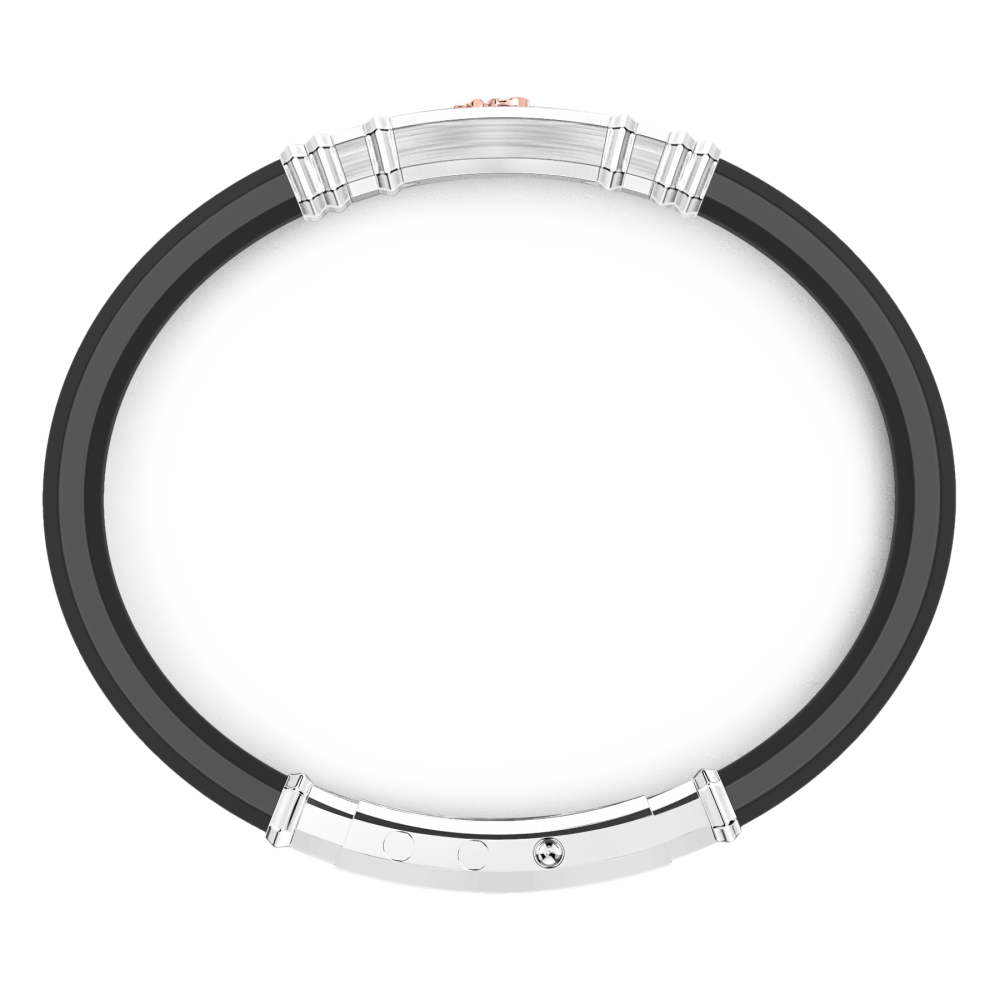 Zancan Bracciale Zancan In Silicone Nero Con Targa In Argento E Dettagli In Oro Rosa