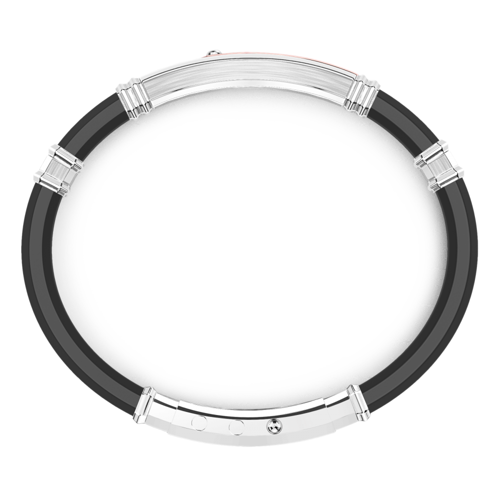 Zancan Bracciale Zancan In Silicone Nero Con Targa In Argento E Dettagli In Oro Rosa