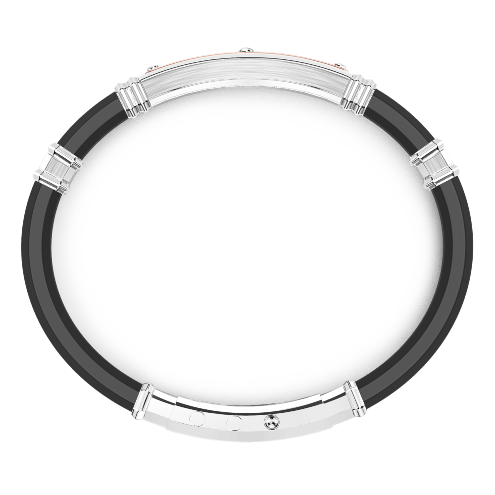 Zancan Bracciale Zancan In Silicone Nero Con Targa In Argento E Dettagli In Oro Rosa