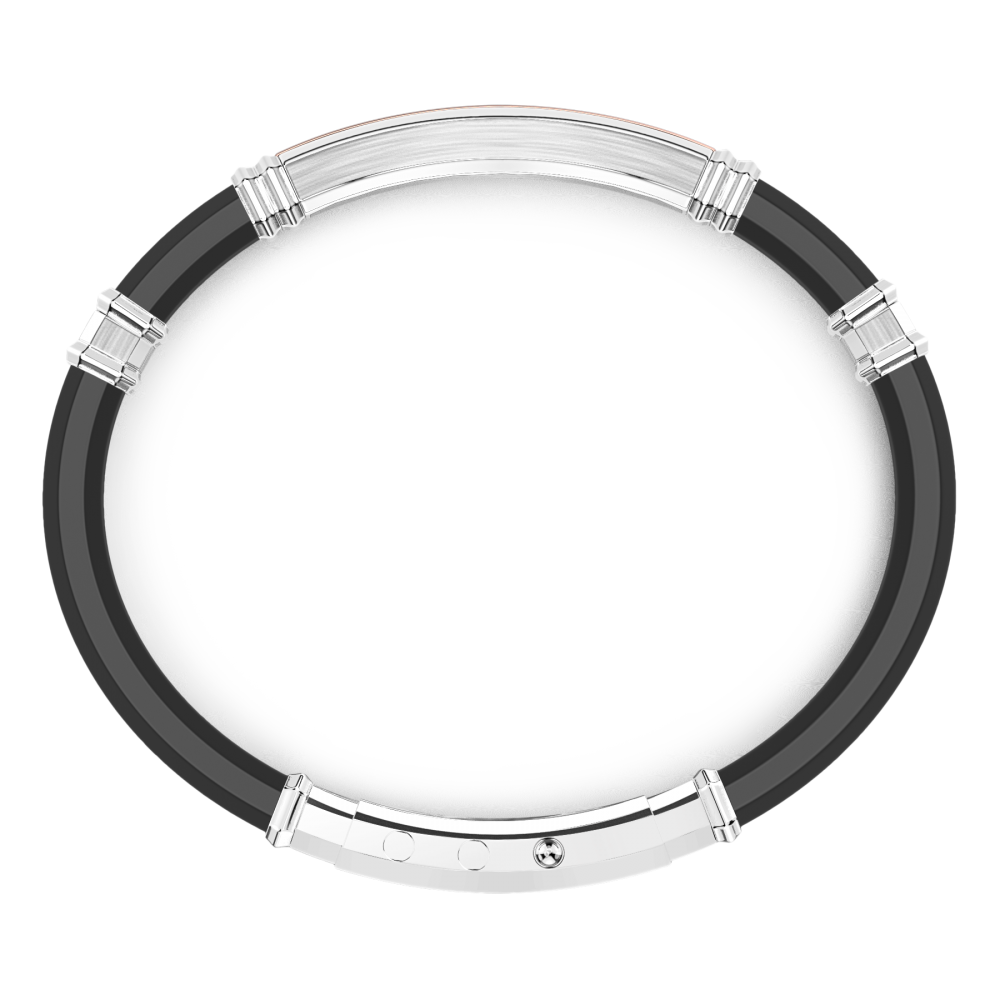 Zancan Bracciale Zancan In Silicone Nero Con Targa In Argento E Dettagli In Oro Rosa