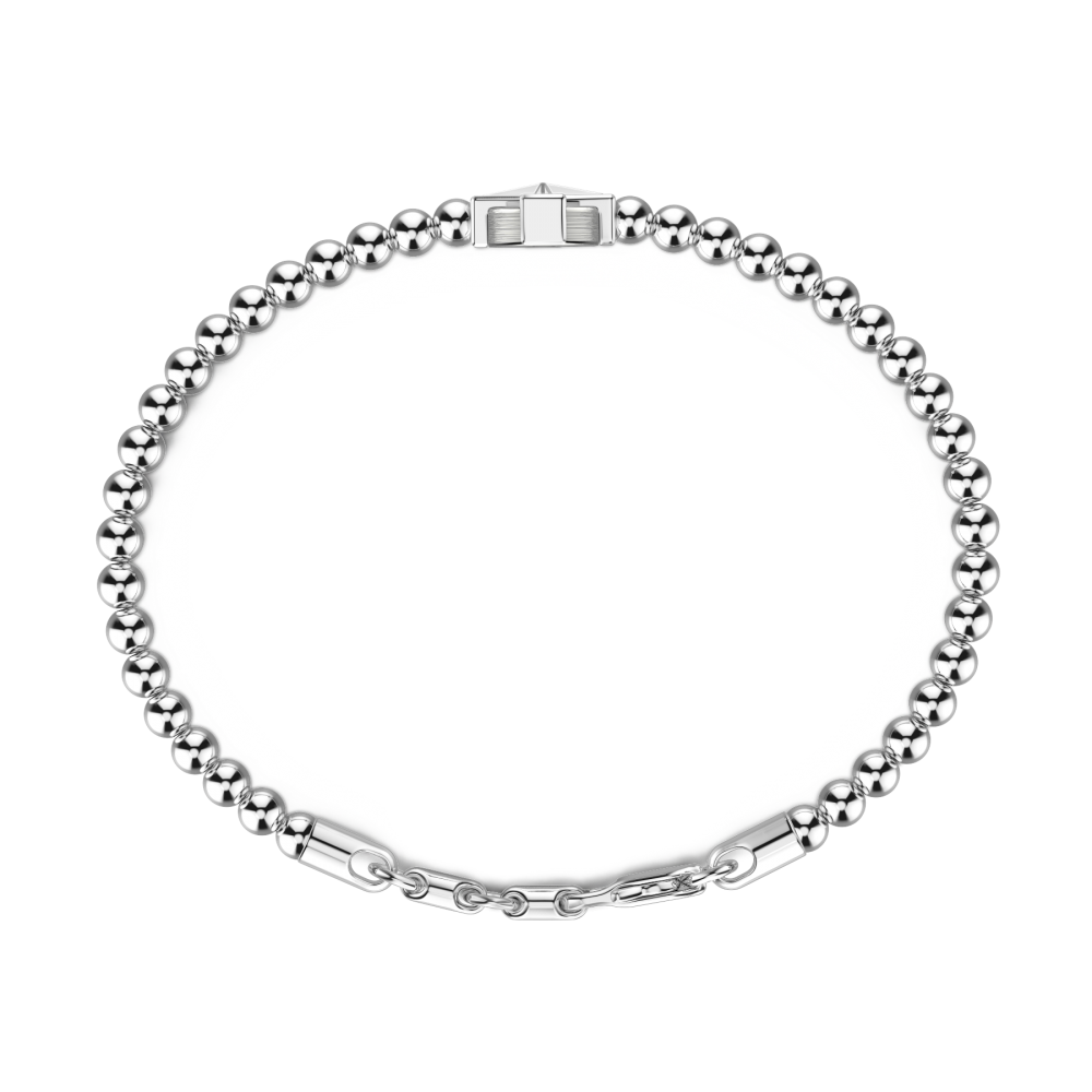 Zancan Bracciale Zancan Morbido Con Sfere In Argento E Croce Greca