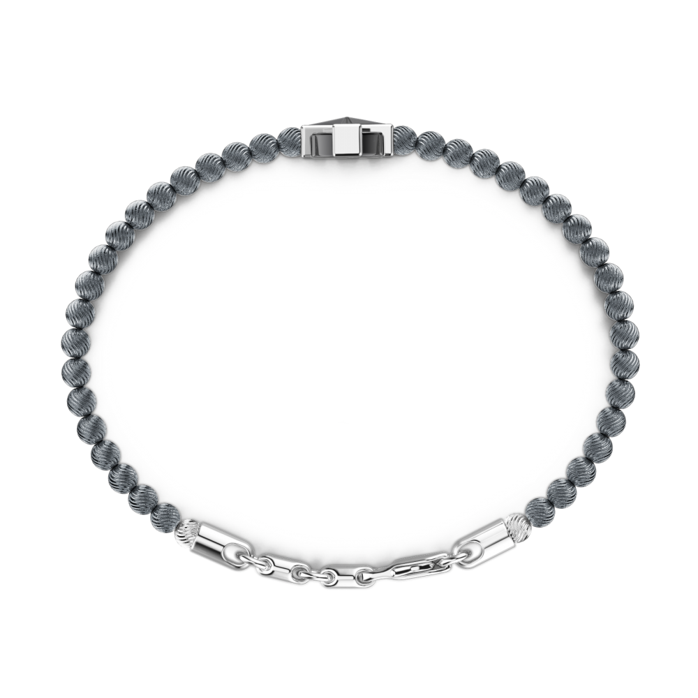 Zancan Bracciale Zancan Morbido Con Sfere In Argento E Croce Greca