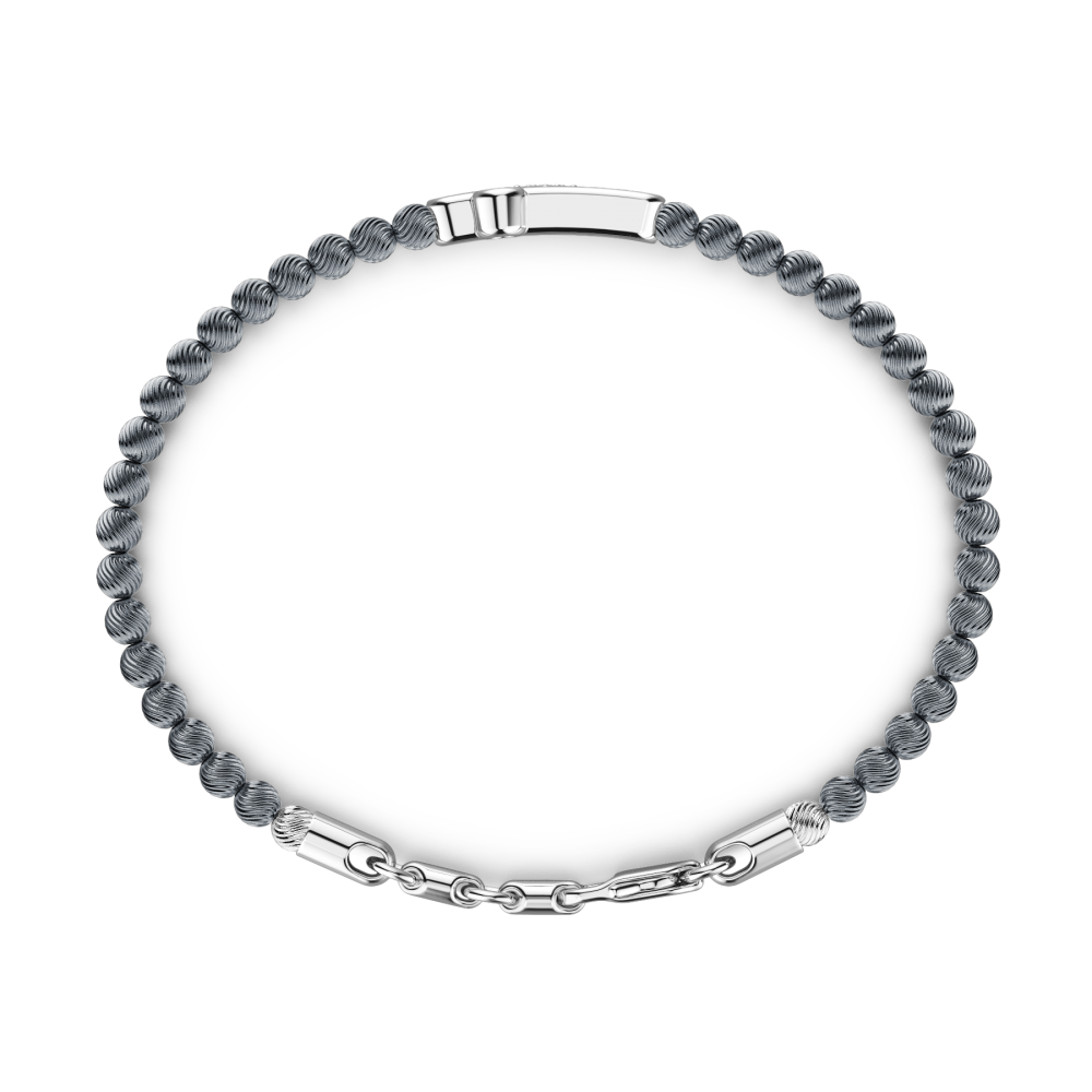 Zancan Bracciale Zancan Morbido Con Sfere In Argento E Croce Con Pietre