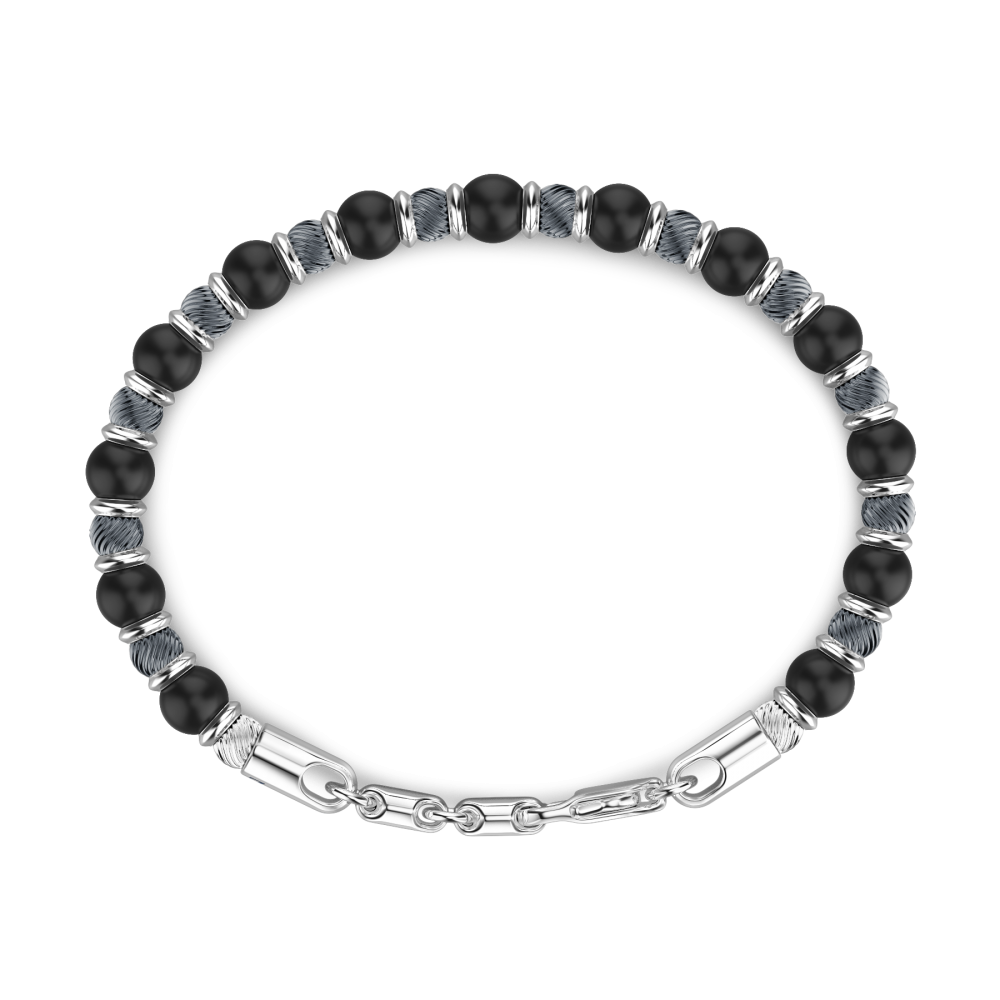 Zancan Bracciale Zancan Morbido Con Sfere In Argento E In Pietra Onice