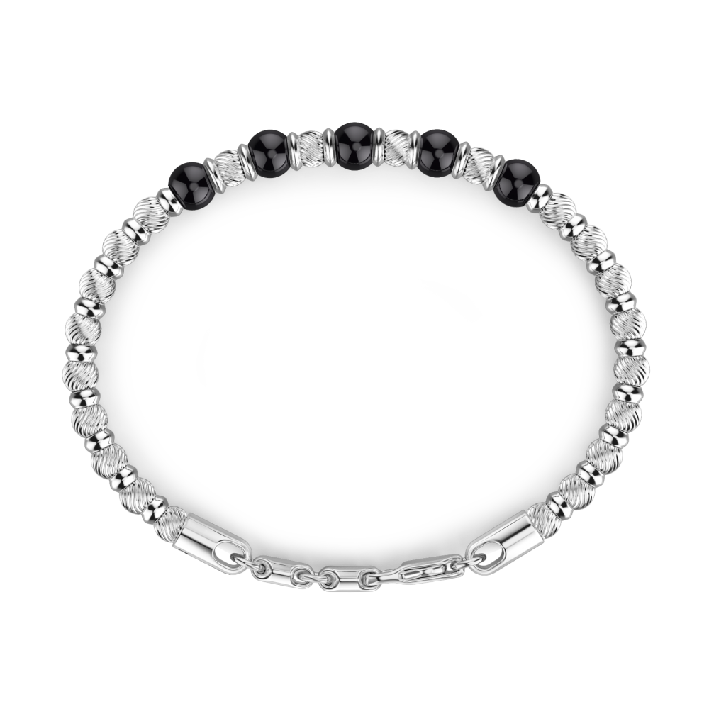 Zancan Bracciale Zancan Morbido Con Sfere In Argento E In Pietre Dure Naturali