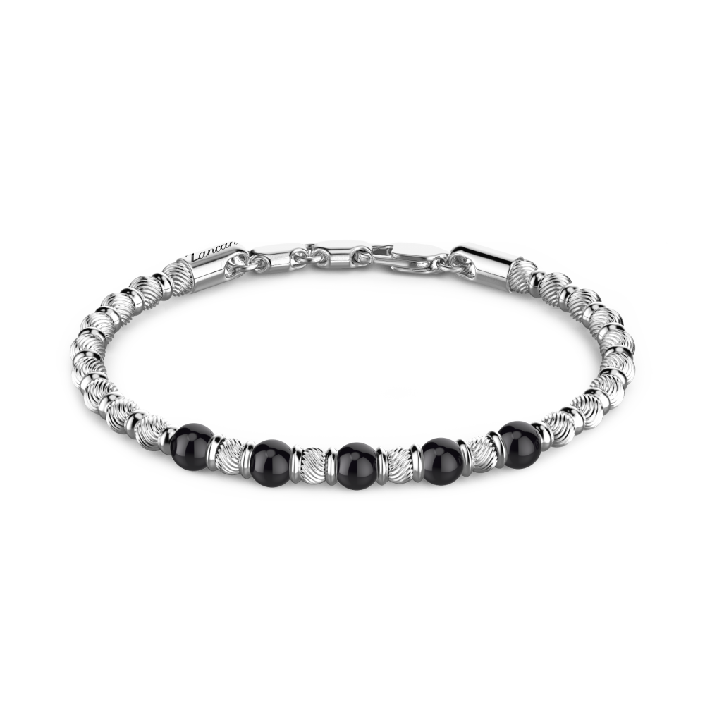 Zancan Bracciale Zancan morbido con sfere in argento e in pietre dure naturali