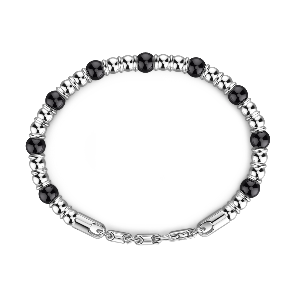 Zancan Bracciale Zancan Morbido Con Sfere In Argento E In Pietre Dure Naturali