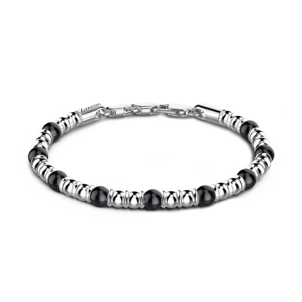 Zancan Bracciale Zancan morbido con sfere in argento e in pietre dure naturali