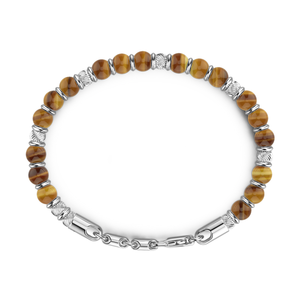 Zancan Bracciale Zancan Morbido Con Sfere In Argento E In Pietre Dure Naturali