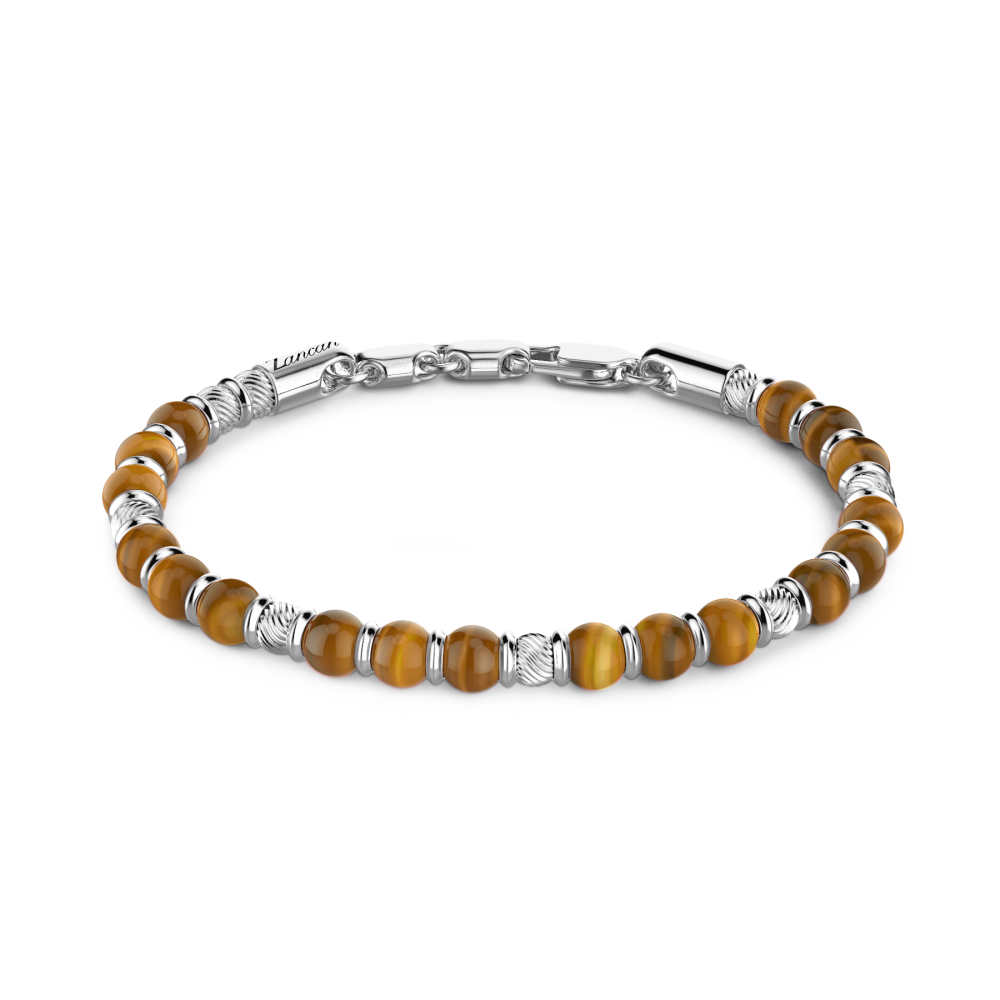 Zancan Bracciale Zancan morbido con sfere in argento e in pietre dure naturali