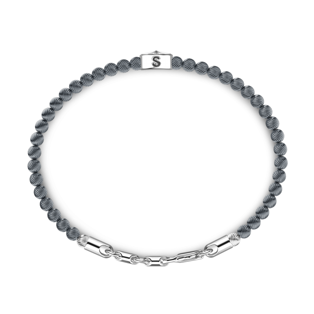 Zancan Bracciale Zancan Morbido Con Sfere In Argento E Rosa Dei Venti