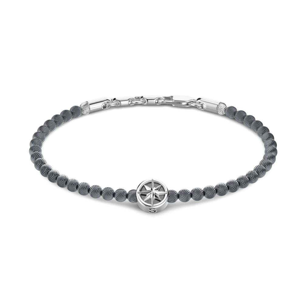 Zancan Bracciale Zancan morbido con sfere in argento e rosa dei venti