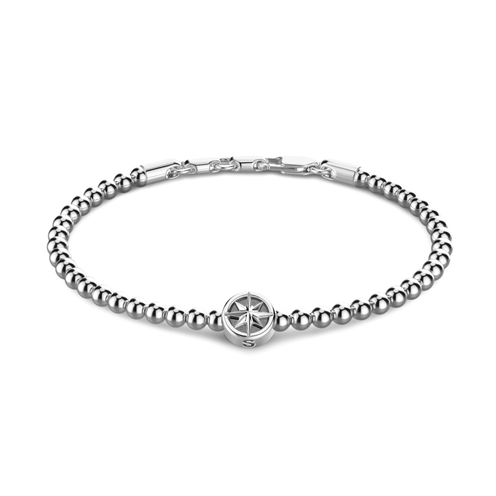 Zancan Bracciale Zancan morbido con sfere in argento e rosa dei venti