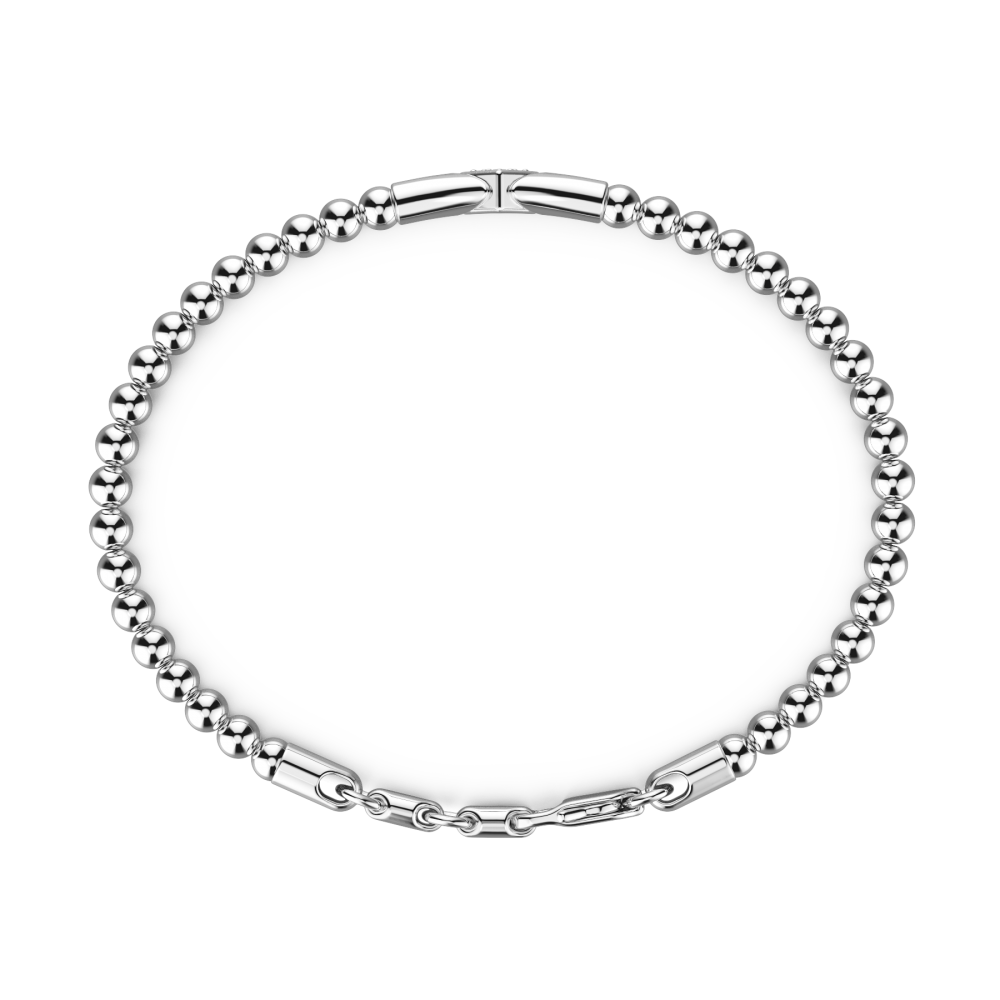 Zancan Bracciale Zancan Morbido Con Sfere In Argento E Targa Con Pietre