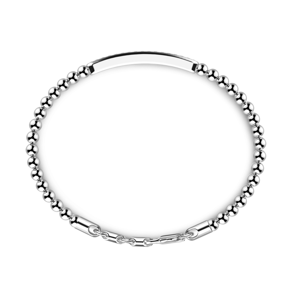 Zancan Bracciale Zancan Morbido Con Sfere In Argento E Targa Con Pietre