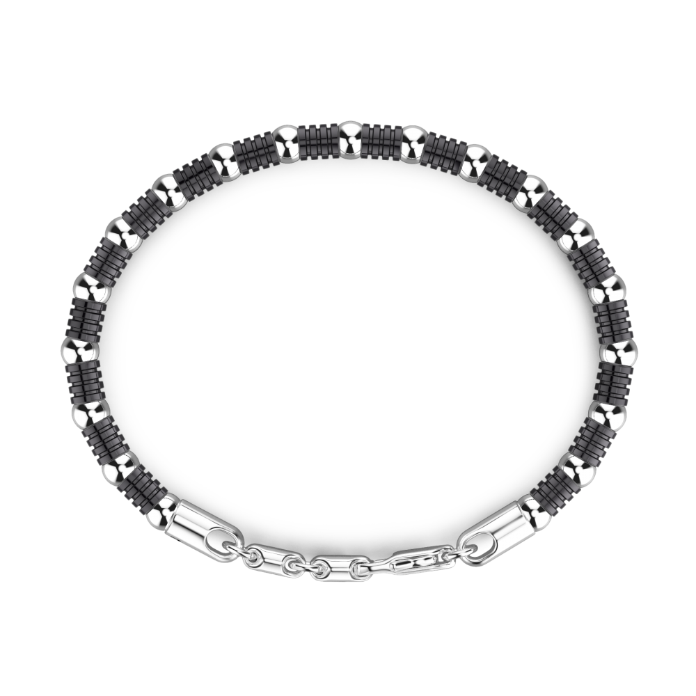 Zancan Bracciale Zancan Morbido In Argento A Sfere Ed Elementi Tubolari