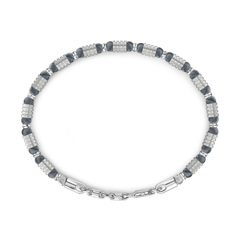 Zancan Bracciale Zancan Morbido In Argento A Sfere Ed Elementi Tubolari