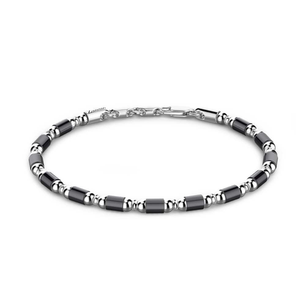 Zancan Bracciale Zancan morbido in argento a sfere ed elementi tubolari