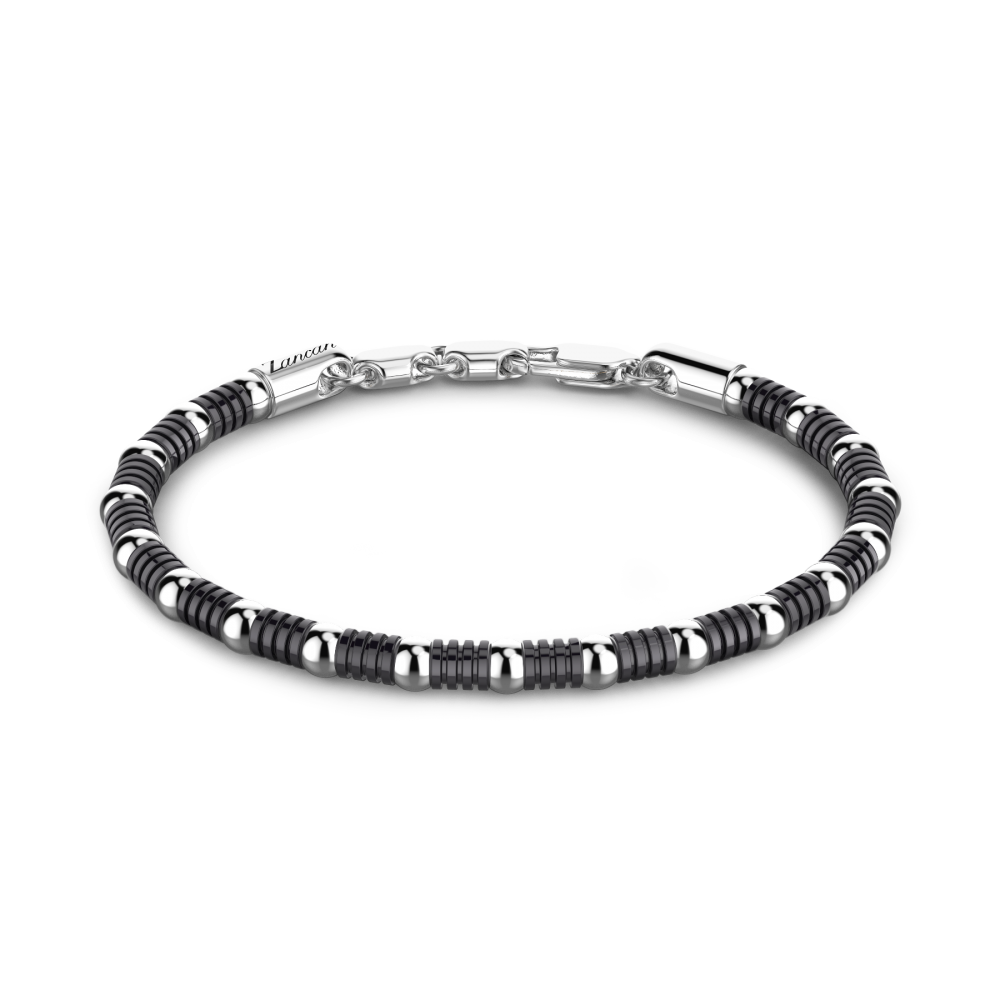 Zancan Bracciale Zancan morbido in argento a sfere ed elementi tubolari