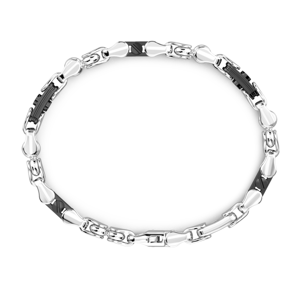 Zancan Bracciale Zancan Solo Maglia In Argento E Ceramica