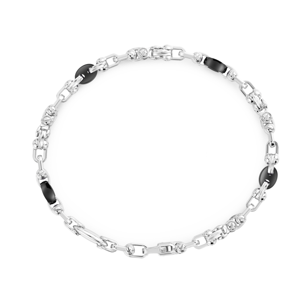Zancan Bracciale Zancan Solo Maglia In Argento E Ceramica