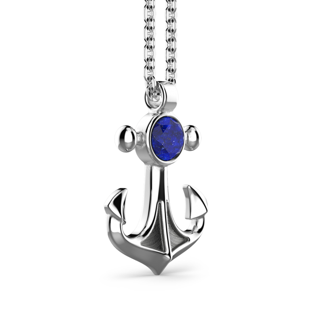Zancan Collana Con Pendente Ad Ancora Con Lapis Naturale
