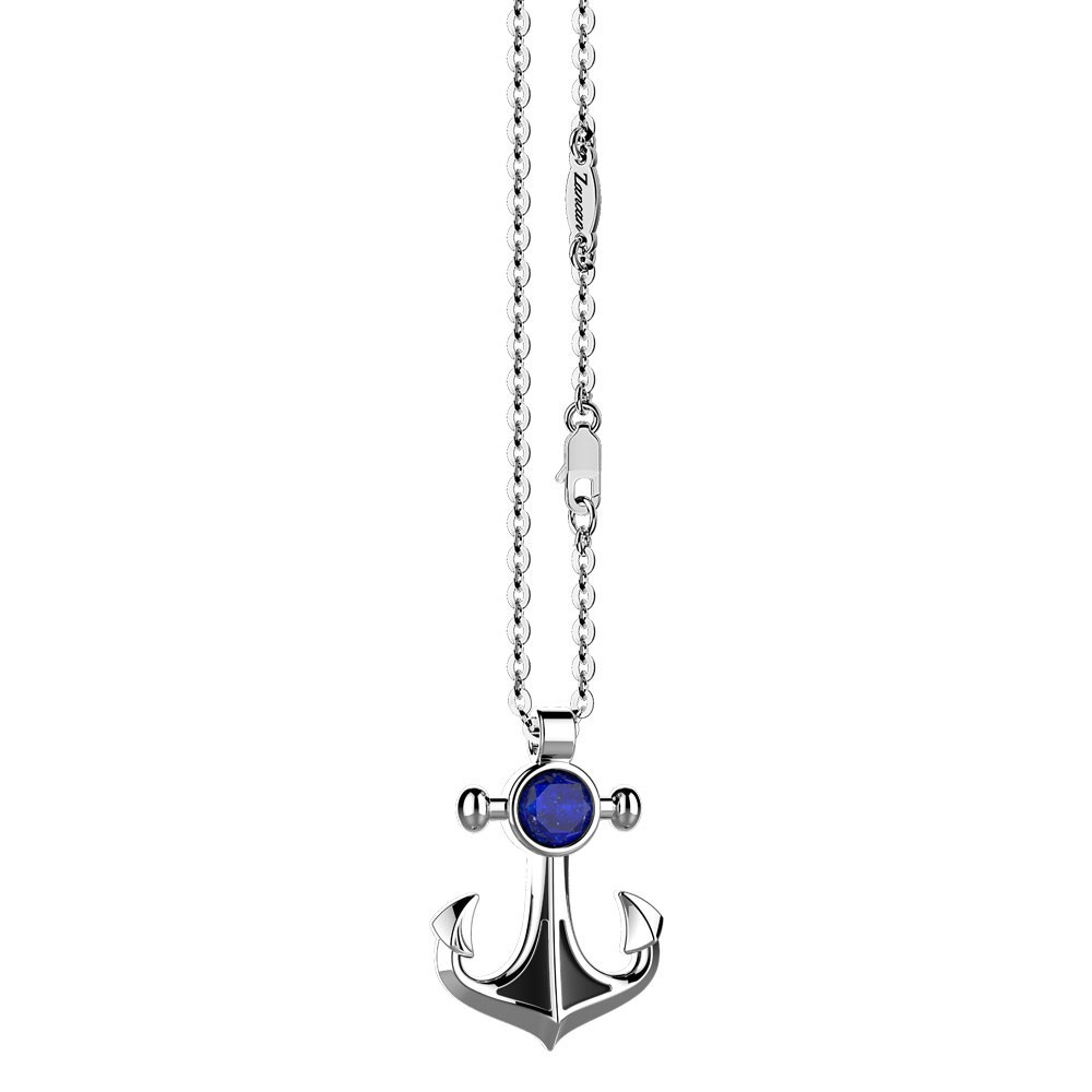 Zancan Collana Con Pendente Ad Ancora Con Lapis Naturale