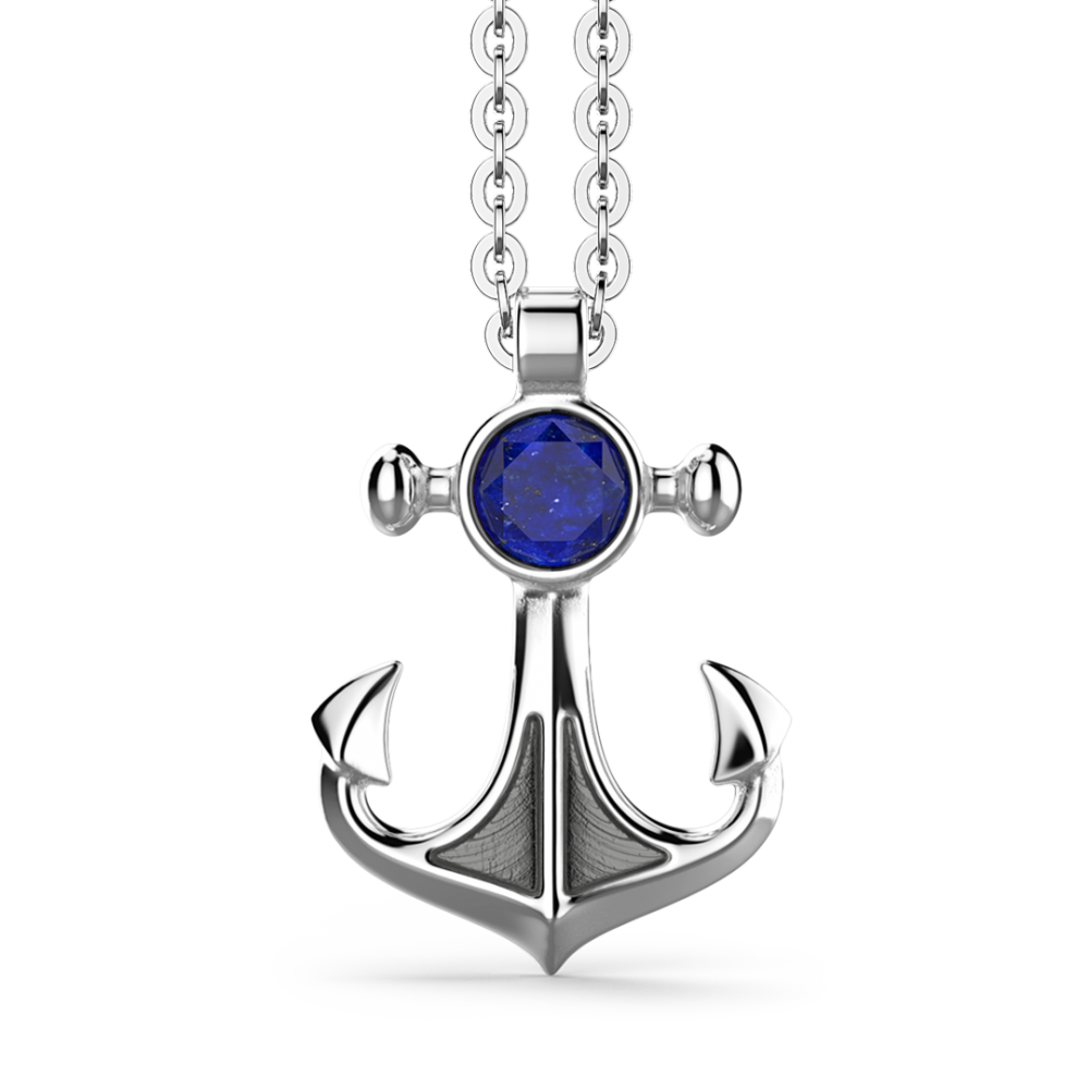 Zancan Collana con pendente ad ancora con Lapis naturale