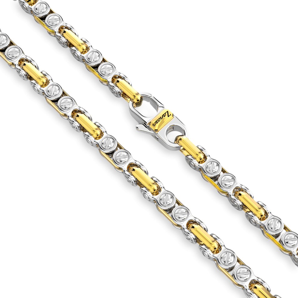 Zancan Collana Da Uomo Zancan A Catena In Argento E Oro 18k