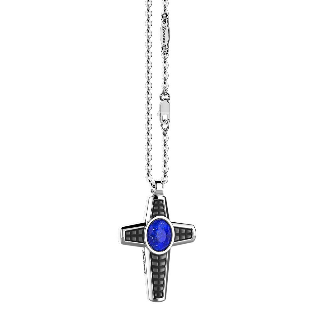Zancan Collana In Argento Con Pendente A Croce E Lapis