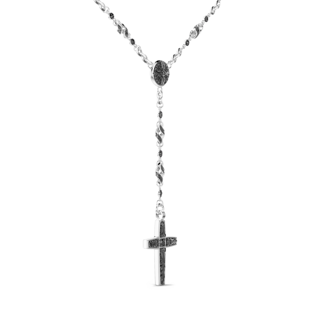 Zancan Collana Rosario Zancan In Argento Con Pietre Nere
