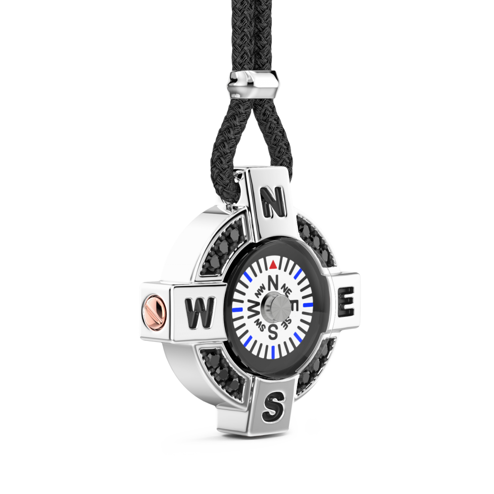 Zancan Collana Zancan Con Bussola Bianca In Argento E Spinelli Neri