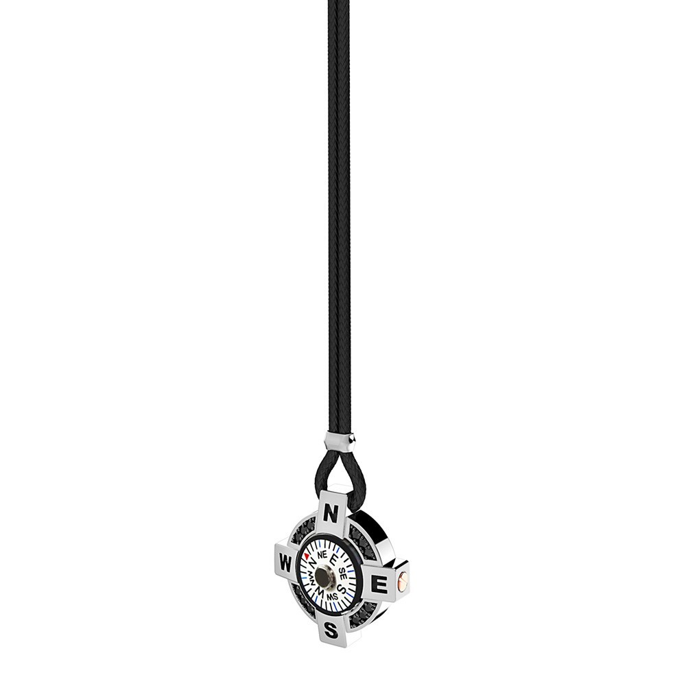 Zancan Collana Zancan Con Bussola Bianca In Argento E Spinelli Neri
