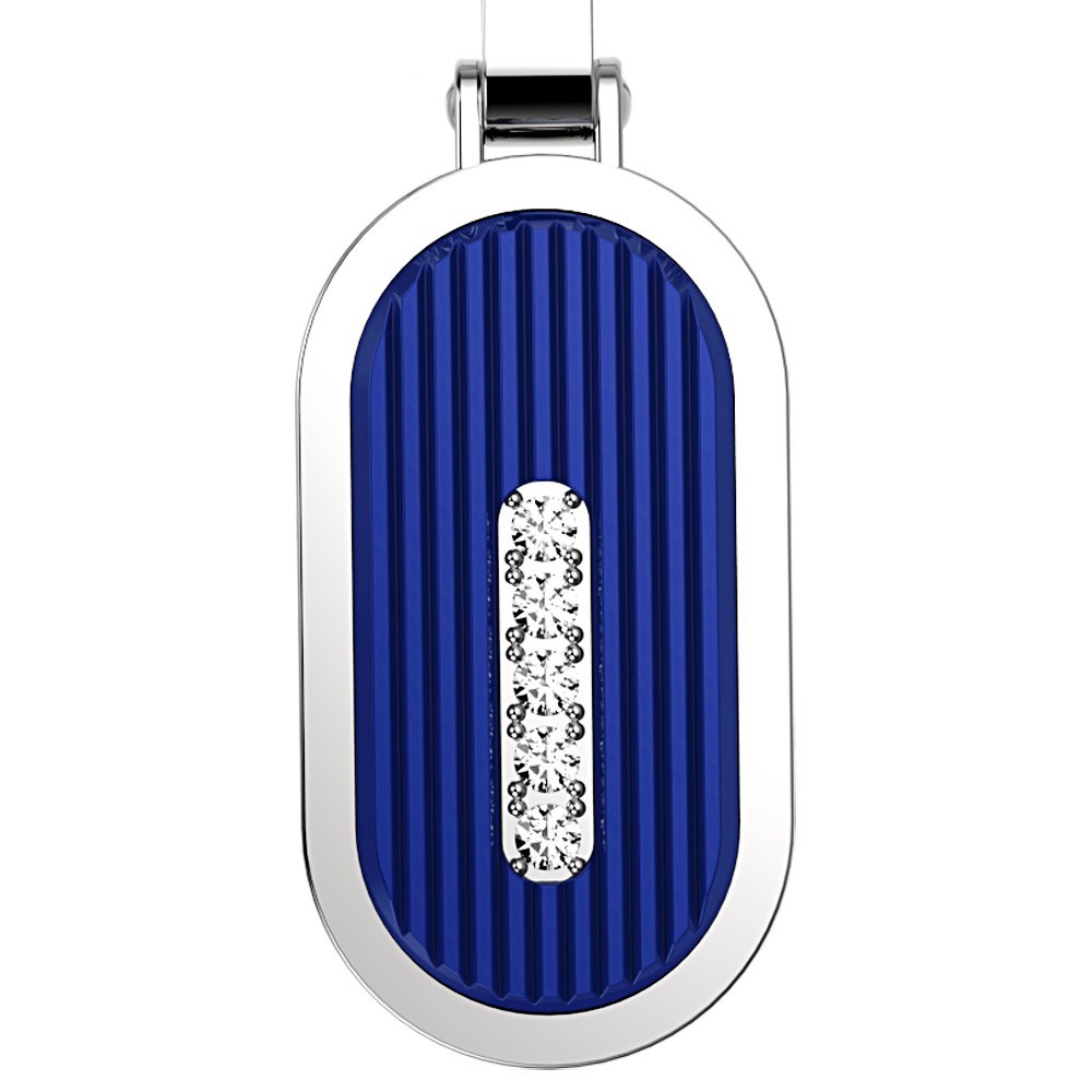 Zancan Collana Zancan In Acciaio Con Piastrina E Zaffiro Bianco