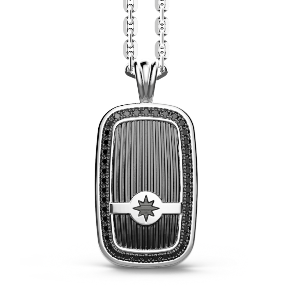 Zancan Collana Zancan in argento a targa con pietre nere