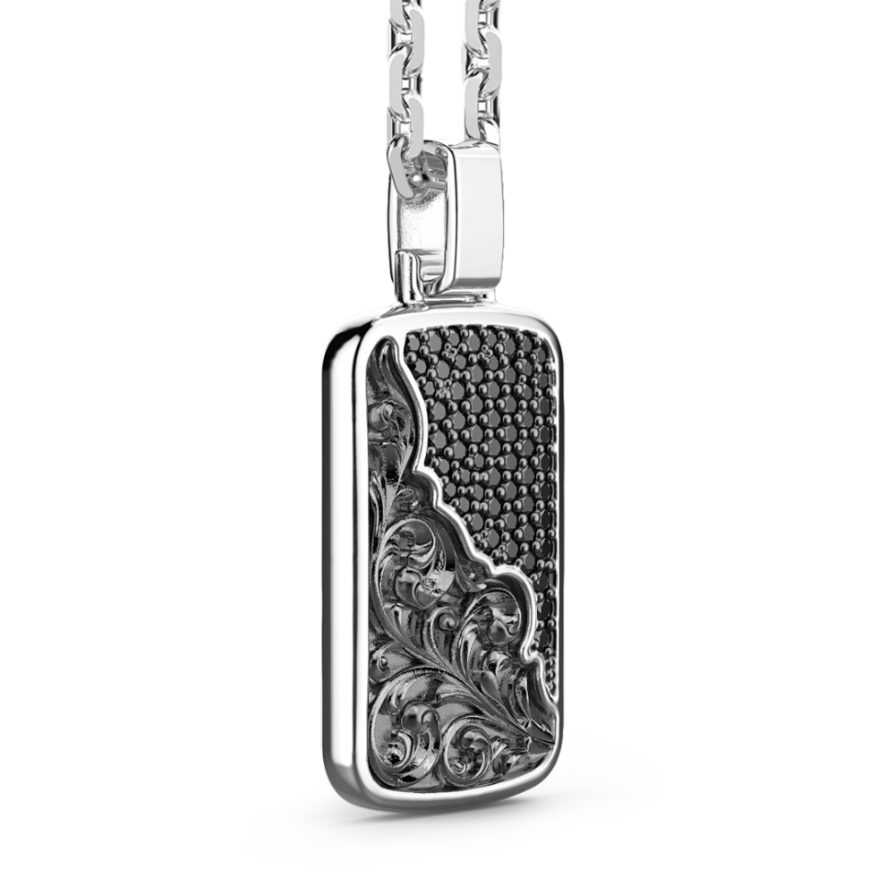 Zancan Collana Zancan In Argento A Targa Con Pietre Nere