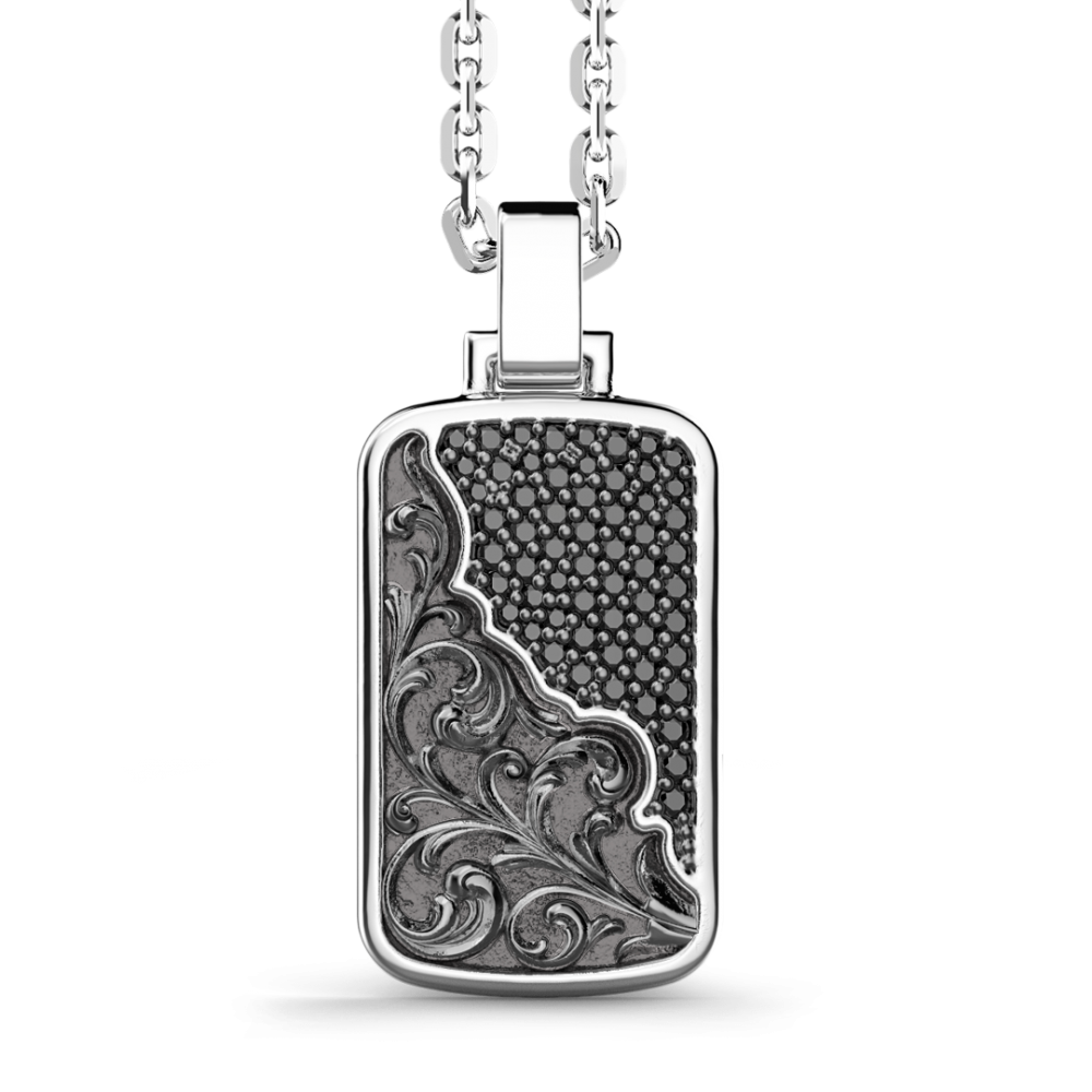 Zancan Collana Zancan in argento a targa con pietre nere