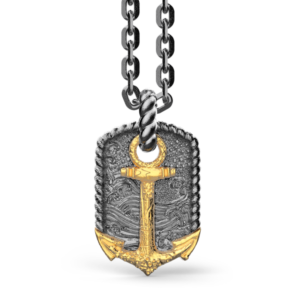 Zancan Collana Zancan in argento brunito con ancora